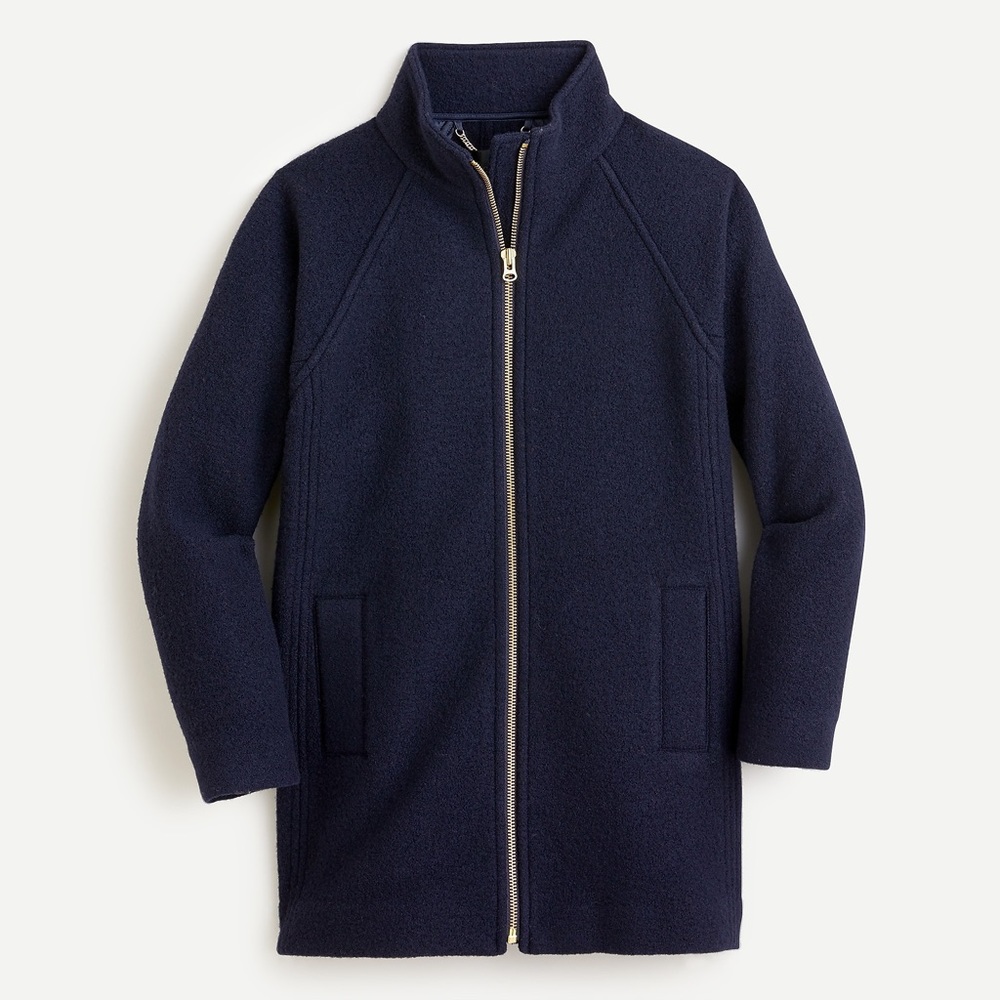 J Crew Swingy Mockneck Coat in Italian Boiler Wool